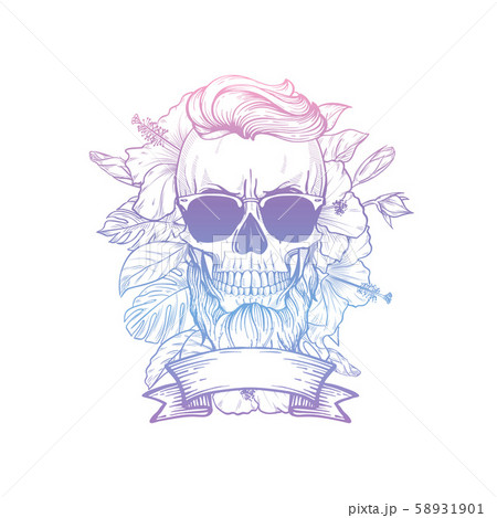 Angry skull with cirly hairstyle 58931901
