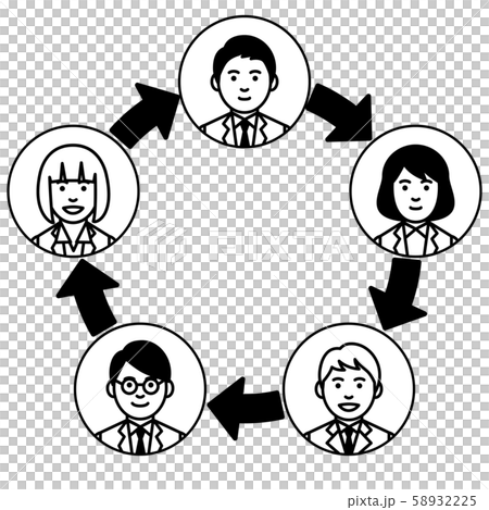 関連図 5人 サイクルのイラスト素材