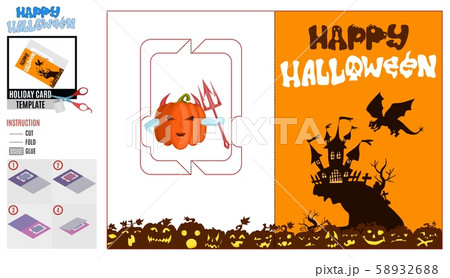evil dragon over the castle. card template vector evil dragon over the castle. card template vector 58932688