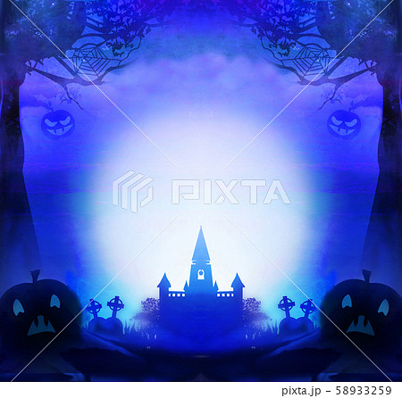 Halloween night background with scary pumpkins and 58933259