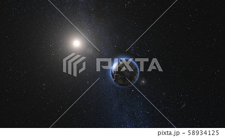 Sunrise view on Planet Earth and Moon satellite Sunrise view on Planet Earth and Moon satellite 58934125