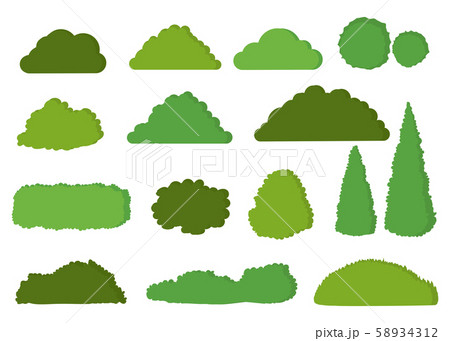 Green bushes vector icon set isolated on white Green bushes vector icon set isolated on white 58934312