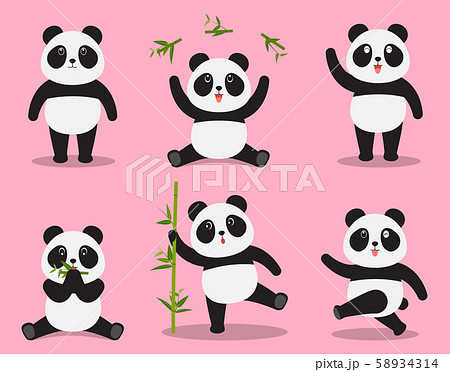 Cute panda cartoon vector set in different emotion 58934314