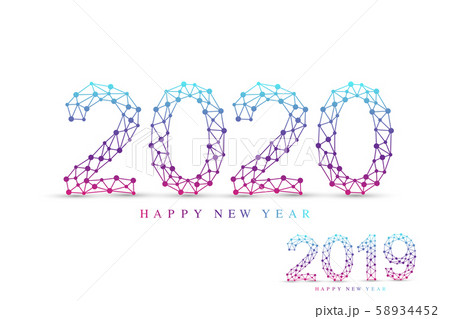 Text design Christmas and Happy new year 2020, 2019. Graphic background communication. Connected 58934452