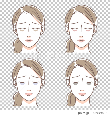 目の下のクマ　女性　目を閉じている 58939892
