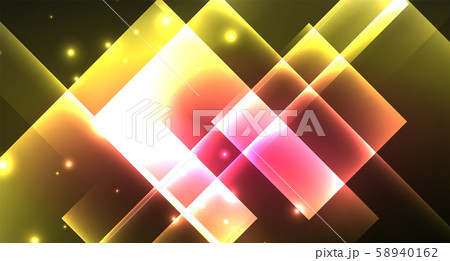 Shiny neon design square shape abstract background. Retro vector abstract design banner template Shiny neon design square shape abstract background. Retro vector abstract design banner template 58940162