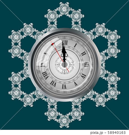 Clock on a background of snowflakes, a symbol of the upcoming Christmas. Clock on a background of snowflakes, a symbol of the upcoming Christmas. 58940163