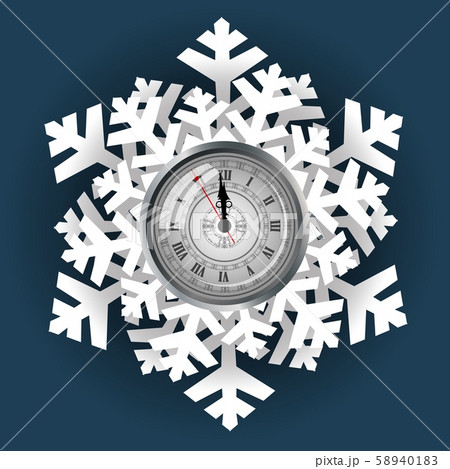 Clock on a background of snowflakes, a symbol of the upcoming Christmas. Clock on a background of snowflakes, a symbol of the upcoming Christmas. 58940183