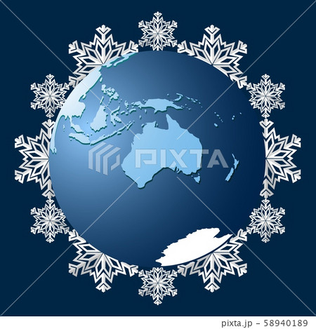 Planet Earth on a background of snowflakes, a symbol of the coming winter. 58940189