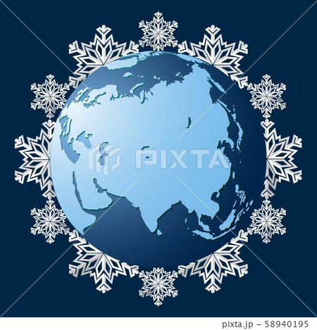 Planet Earth on a background of snowflakes, a symbol of the coming winter. 58940195