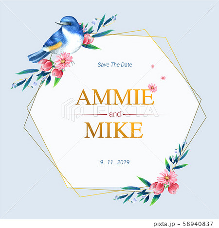 Wedding card template watercolour painted 58940837