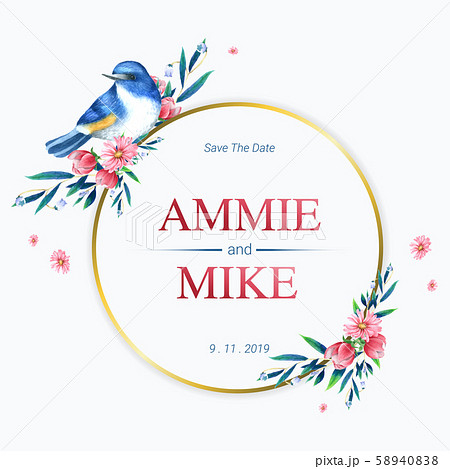 Wedding card template watercolour painted 58940838