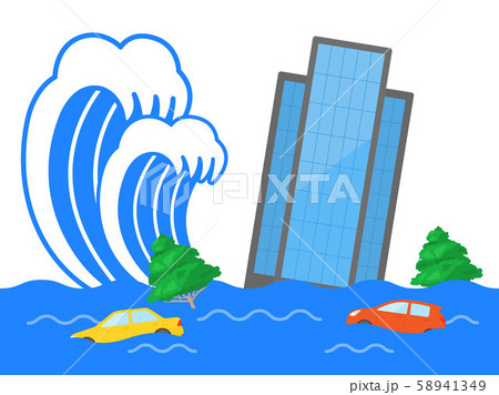 津波のイラストのイラスト素材