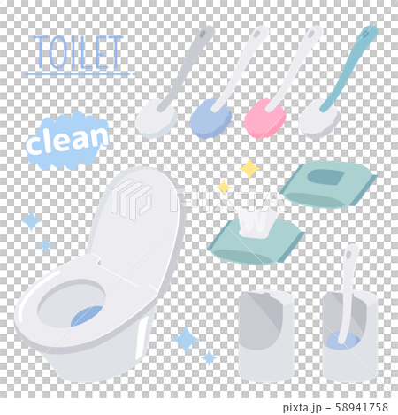 Toilet cleaning illustration set Toilet cleaning illustration set 58941758