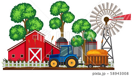 A Farming Scene and Tractor A Farming Scene and Tractor 58943008