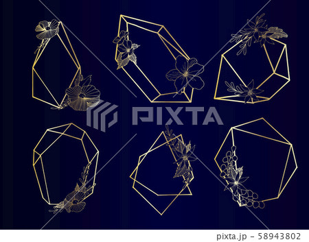 Set of Luxury Golden Crystal Shapes in a vector style isolated. 58943802