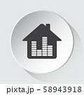 house with equalizer - gray icon on white button 58943918