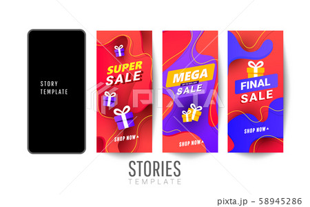 Set of social media stories sale banner background 58945286