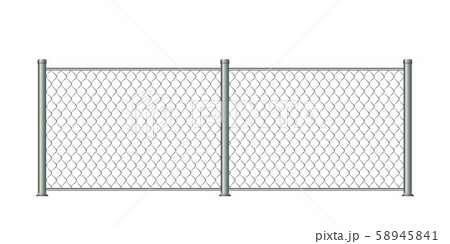 Realistic Metal Chain Link Fenceのイラスト素材