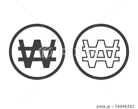 Korean won symbol, currency sign isolated on white background. 58946202