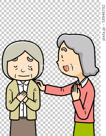 お年寄り 慰める おばあさん おじいさんのイラスト素材 5467