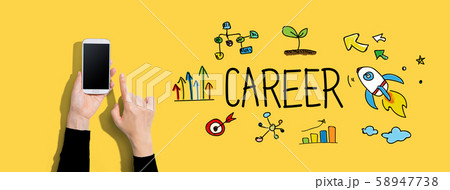 Career with person using a smartphone Career with person using a smartphone 58947738