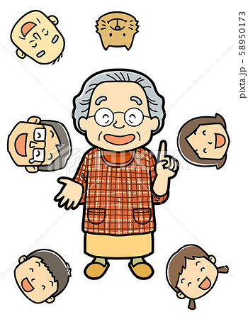 イラスト 高齢者 おもしろいおばあちゃん 話 家族のイラスト素材 58950173 Pixta