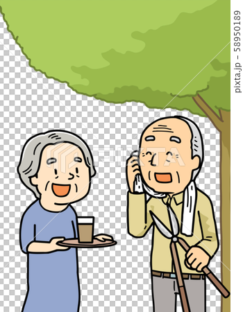 イラスト｜高齢者｜植木｜剪定｜おじいちゃん 58950189