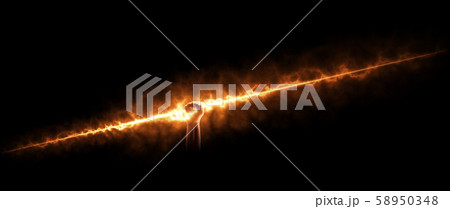 Powerful fire arrow in a strong hand. Background. Isolated 58950348