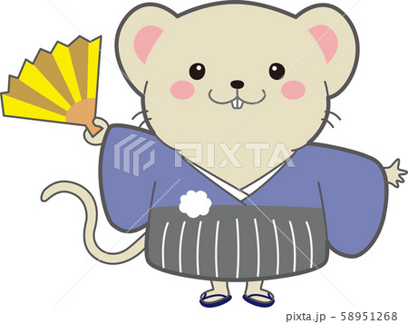 はかまを着たネズミのキャラクターイラスト 58951268