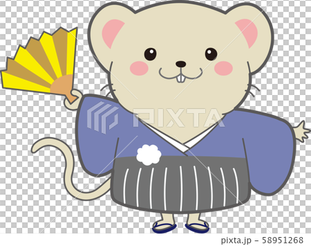 はかまを着たネズミのキャラクターイラスト 58951268
