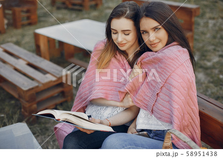 Two pretty girls in a summer park 58951438