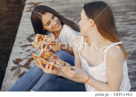 Two pretty girls in a summer park 58951462