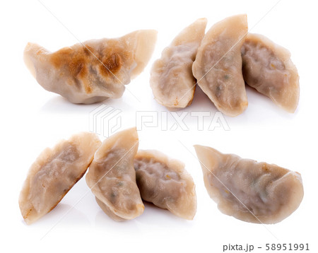 Japanese gyoza on white background Japanese gyoza on white background 58951991