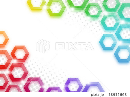 六角形アブストラクト背景虹色のイラスト素材 [58955668] - PIXTA