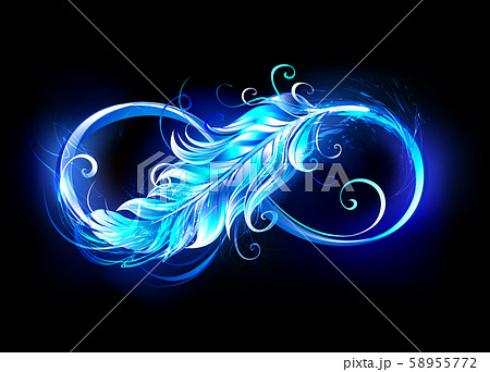 Fiery symbol of infinity with feather 58955772