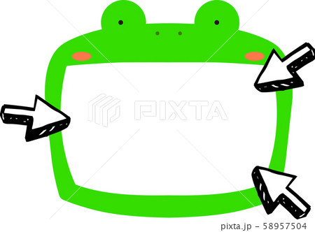 蛙 ホワイトボード フレーム 枠 かわいい イラスト 掲示板 58957504