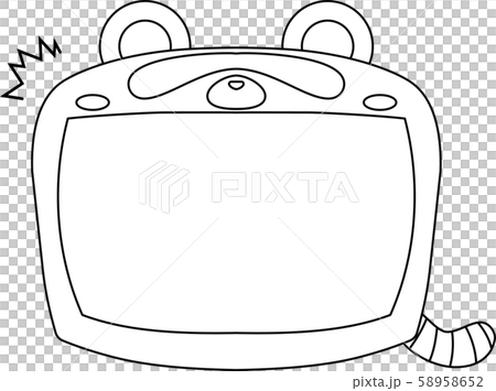 たぬき ホワイトボード フレーム 枠 かわいい イラスト 掲示板のイラスト素材