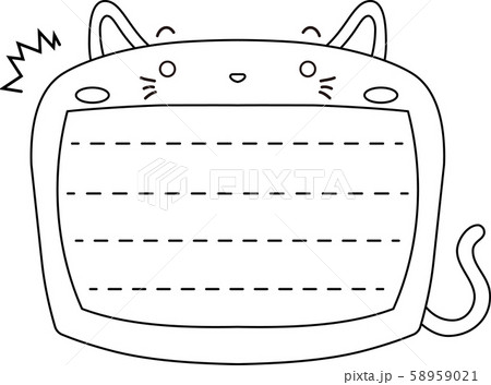 猫 ノートボード フレーム 枠 かわいい イラスト 掲示板のイラスト素材