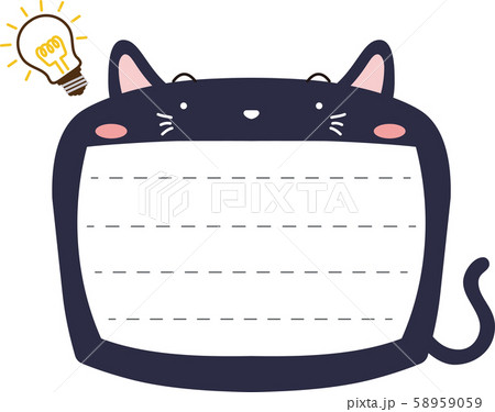 猫 ノートボード フレーム 枠 かわいい イラスト 掲示板のイラスト素材