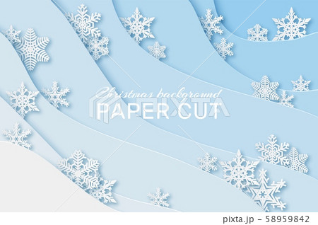 Paper snowflakes background. Christmas card with snowflakes, new year holidays greeting card 3d 58959842