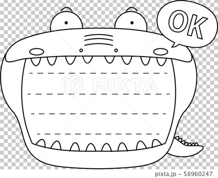 ワニ メモ帳 フレーム 枠 かわいい イラスト 掲示板のイラスト素材 58960247 Pixta