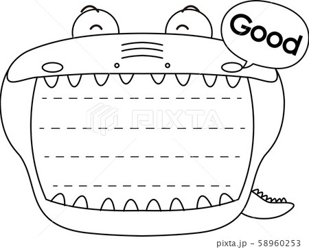 ワニ メモ帳 フレーム 枠 かわいい イラスト 掲示板のイラスト素材 58960253 Pixta