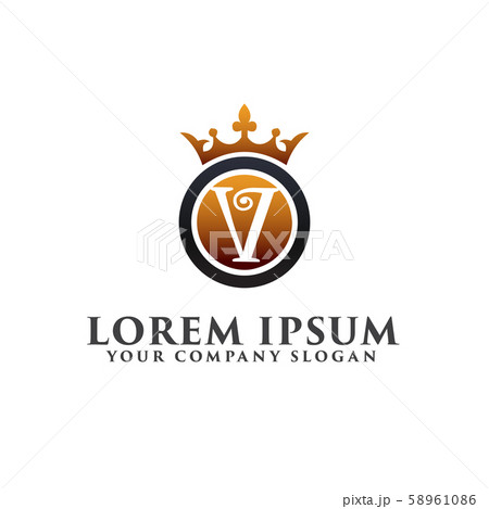 luxury Letter V with crown logo design concept 58961086