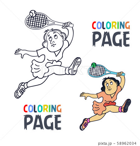 coloring page with woman tennis player cartoon coloring page with woman tennis player cartoon 58962034