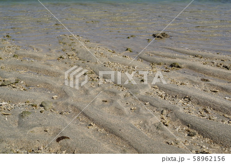 テクスチャ 砂紋 波紋 砂浜 徳之島 亀津の写真素材