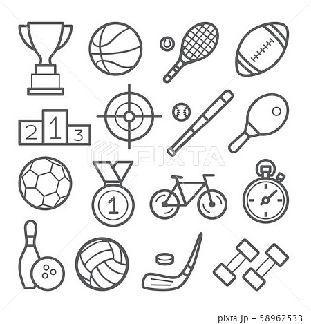 Sport Line Icon Set on white background Sport Line Icon Set on white background 58962533