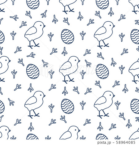 Seamless pattern with chicken, traces, eggs Seamless pattern with chicken, traces, eggs 58964085
