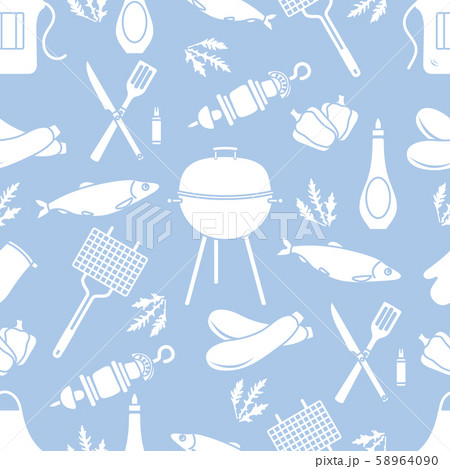 Seamless pattern with grill, barbecue tools BBQ 58964090