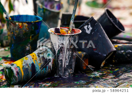 artist paintbrushes closeup 58964251
